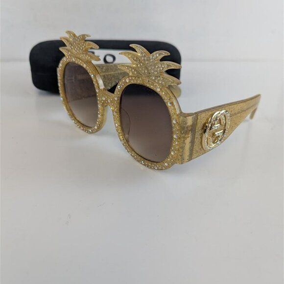 preowned - Gucc1 - Embellished Pineapple Round Sunglasses - Picture 2 of 4